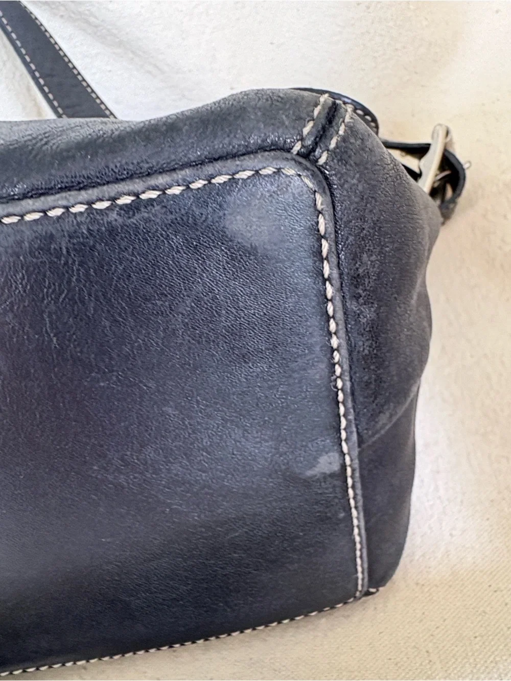 COACH Medium Hobo Leather Shoulder Crossbody Bag in Black with Silver Hardware